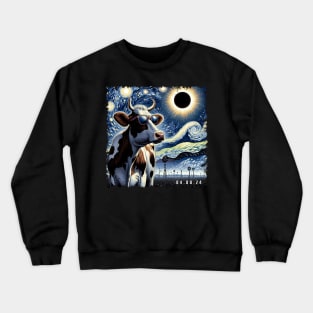 Bovine Eclipse Discovery: Unique Tee with Majestic Grazers Crewneck Sweatshirt